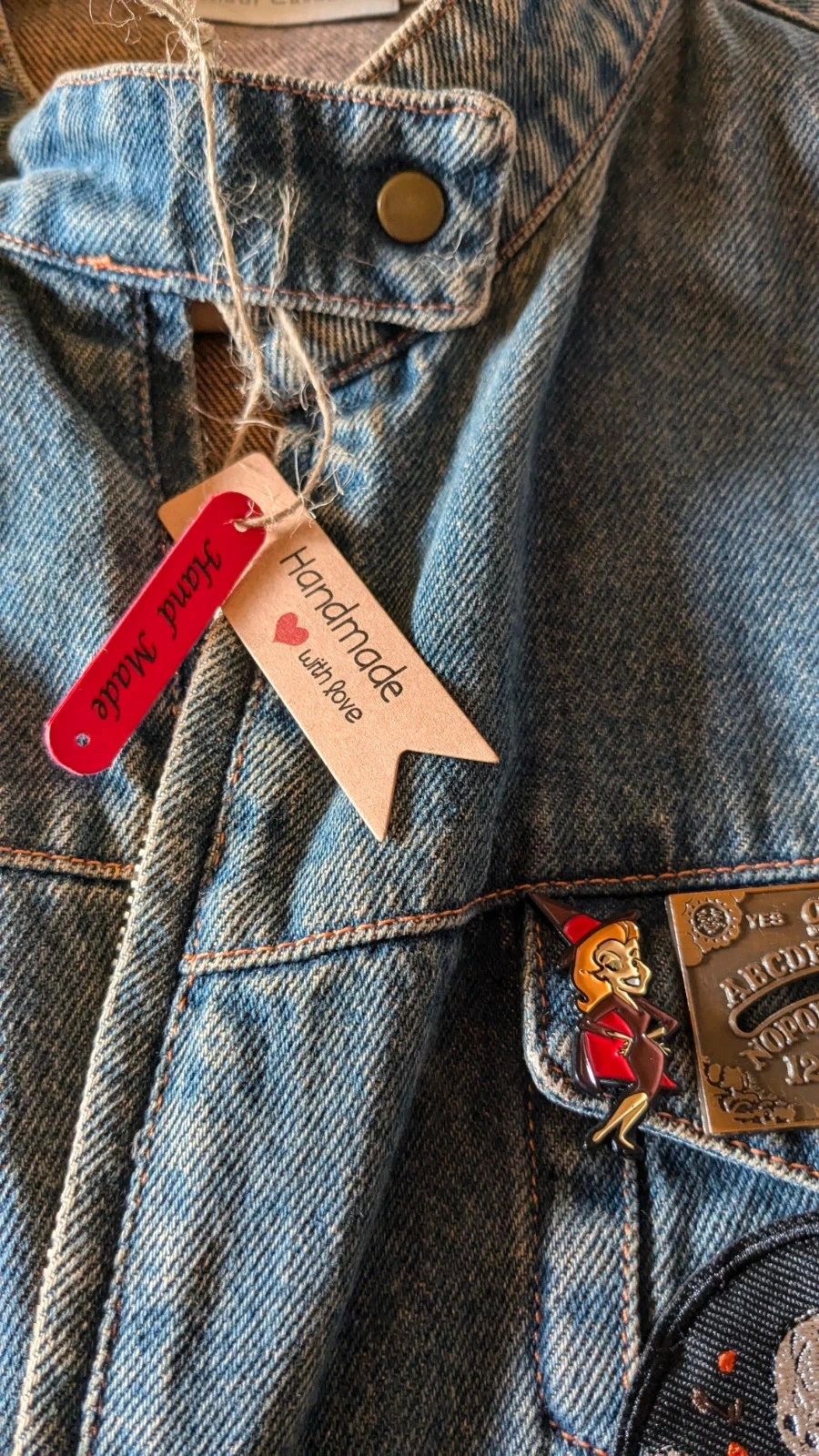 Embroidered denim jacket "Halloween, Scare Me" – photo 3